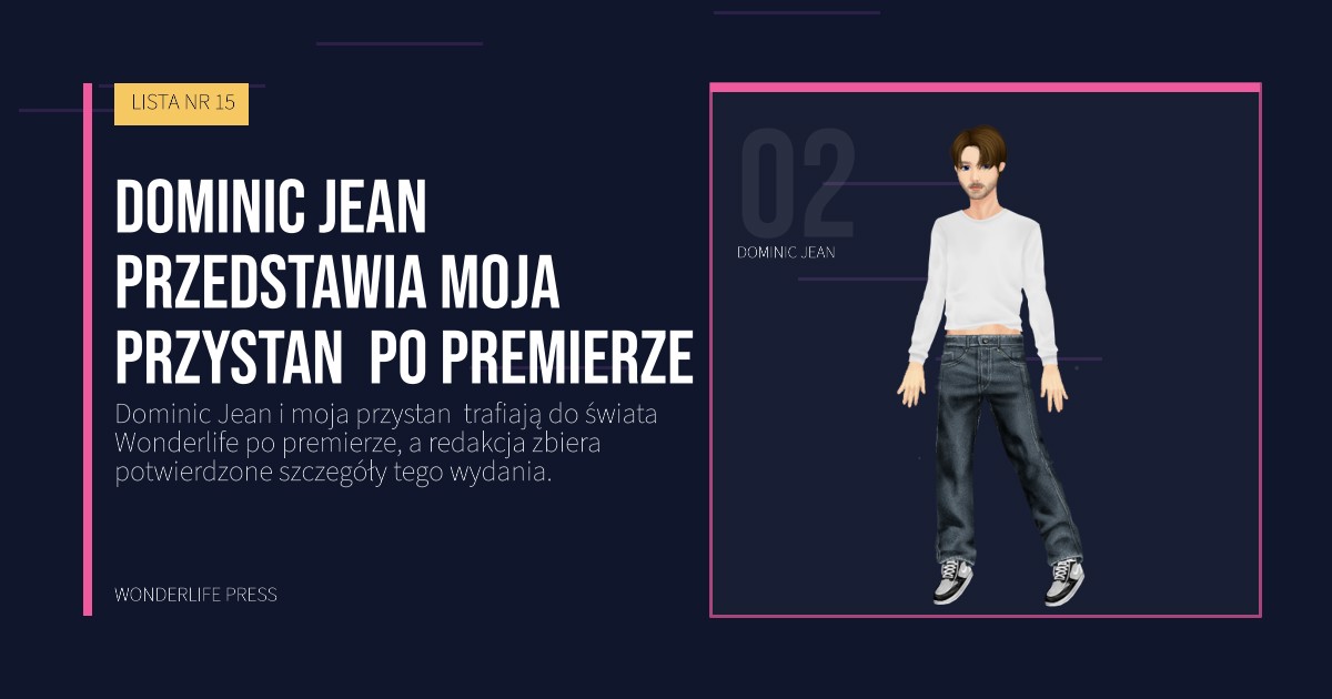 Wonderlife Press: Dominic Jean przedstawia moja przystan  po premierze. portret artystów. LISTA NR 15.