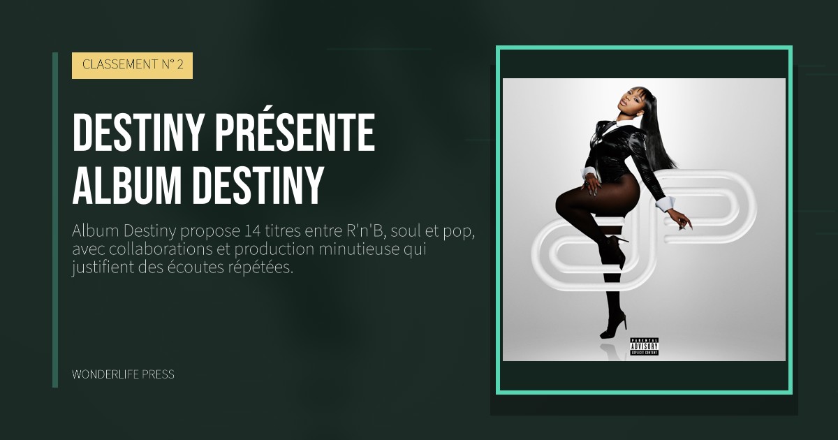 Wonderlife Press: Destiny présente Album Destiny. pochette de la sortie. CLASSEMENT N° 2.