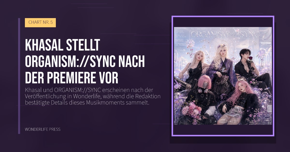 Wonderlife Press: Khasal stellt ORGANISM://SYNC nach der Premiere vor. Veröffentlichungscover. CHART NR. 5.