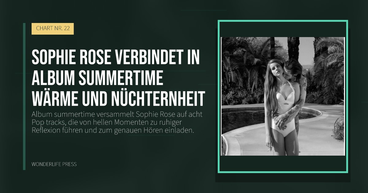 Wonderlife Press: Sophie Rose verbindet in Album summertime wärme und nüchternheit. Veröffentlichungscover. CHART NR. 22.