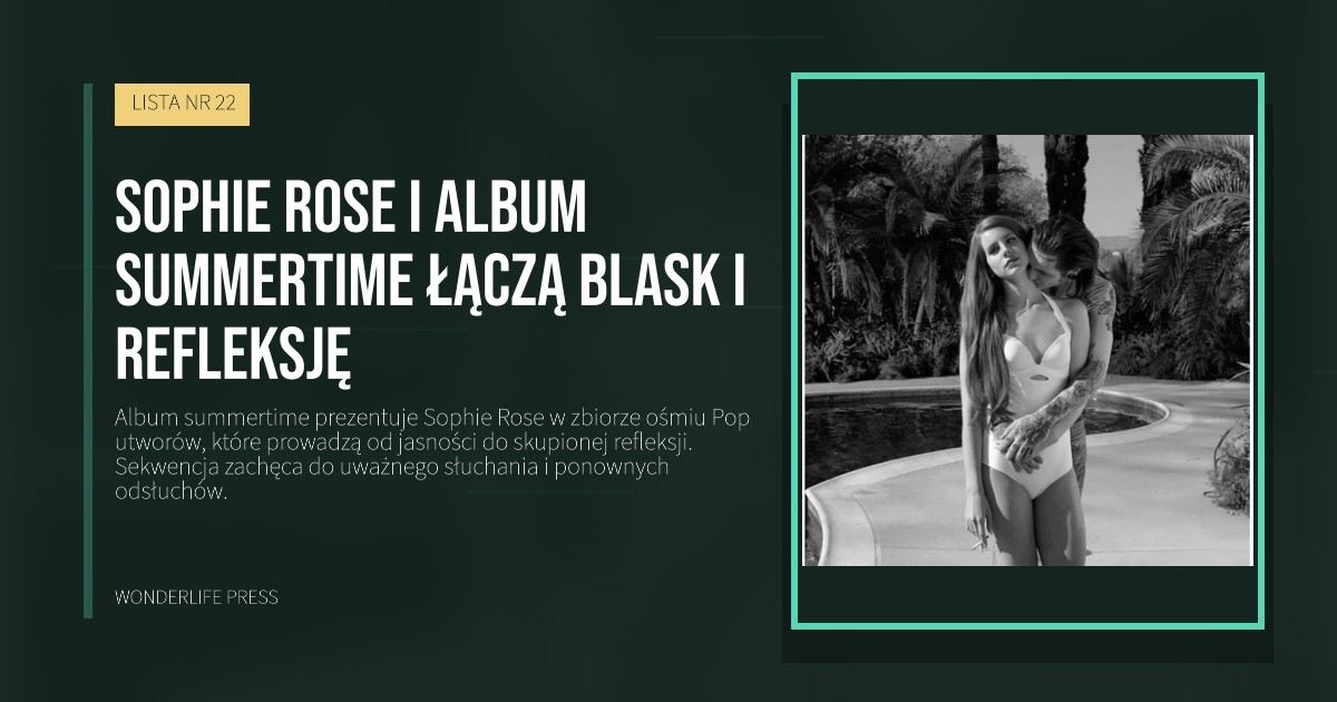 Wonderlife Press: sophie rose i Album summertime łączą blask i refleksję. okładka wydawnictwa. LISTA NR 22.