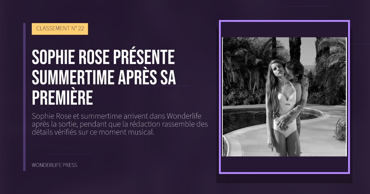 Wonderlife Press: Sophie Rose présente summertime après sa première. pochette de la sortie. CLASSEMENT N° 22.