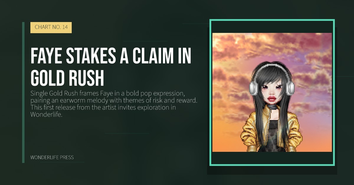 Wonderlife Press: Faye stakes a claim in Gold Rush. release artwork. CHART NO. 14.