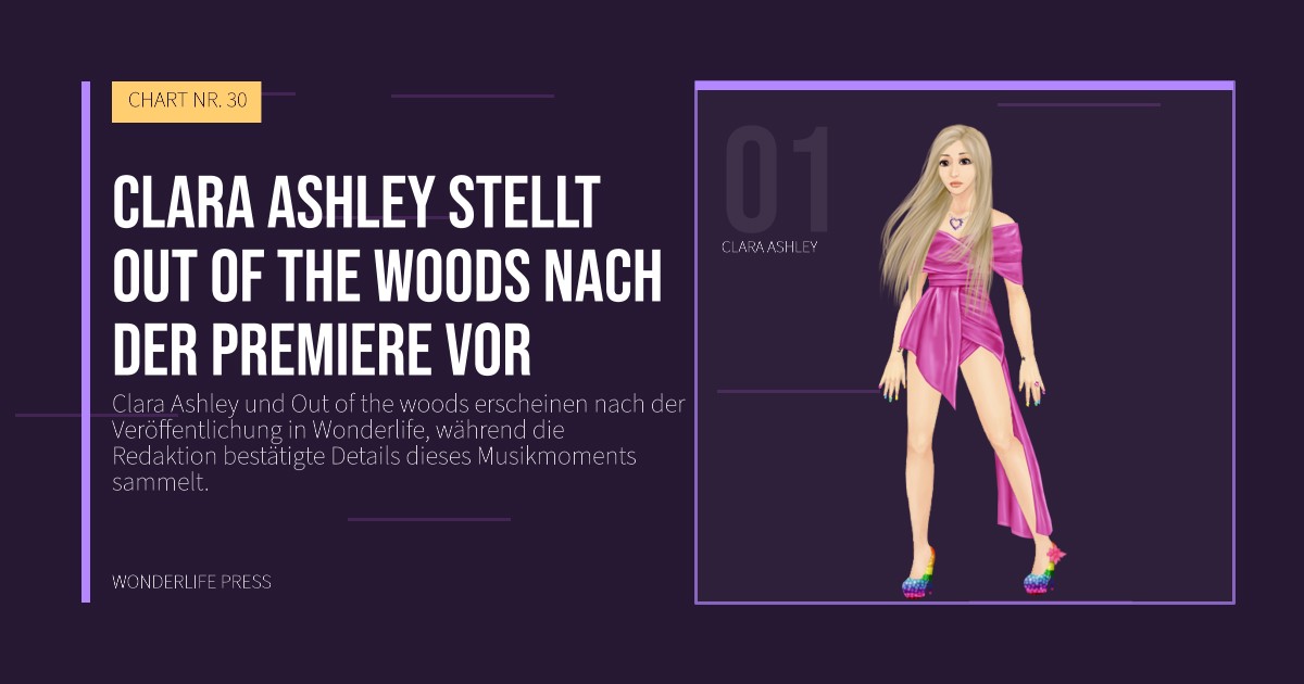 Wonderlife Press: Clara Ashley stellt Out of the woods nach der Premiere vor. Künstlerporträt. CHART NR. 30.