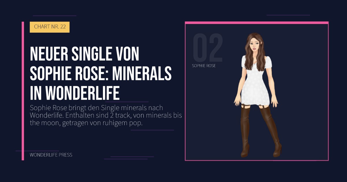 Wonderlife Press: Neuer Single von Sophie Rose: minerals in Wonderlife. Künstlerporträt. CHART NR. 22.