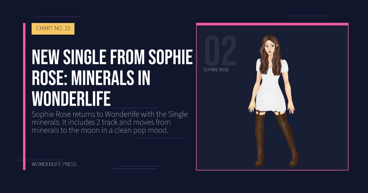 Wonderlife Press: New Single from Sophie Rose: minerals in Wonderlife. artist portrait. CHART NO. 22.
