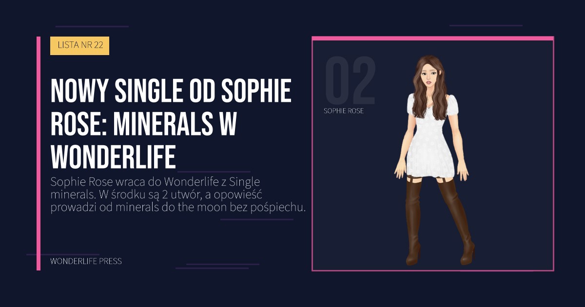 Wonderlife Press: Nowy Single od Sophie Rose: minerals w Wonderlife. portret artystów. LISTA NR 22.