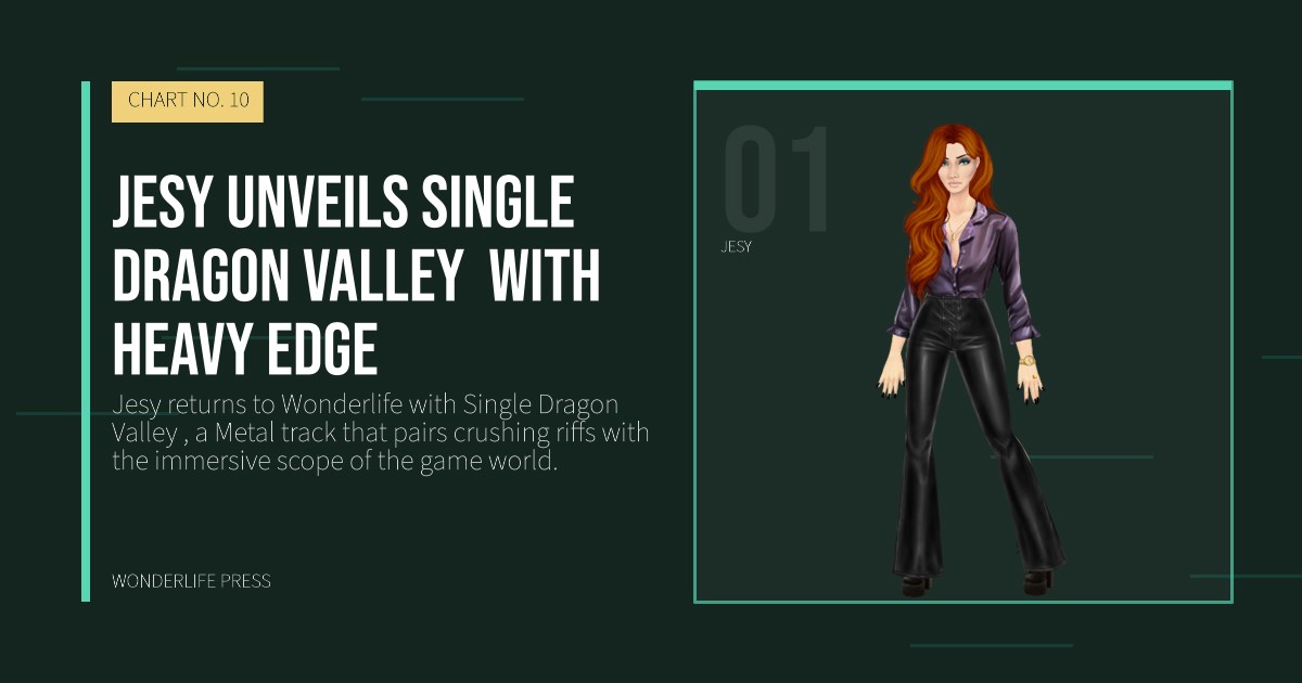 Wonderlife Press: Jesy unveils Single Dragon Valley  with heavy edge. artist portrait. CHART NO. 10.