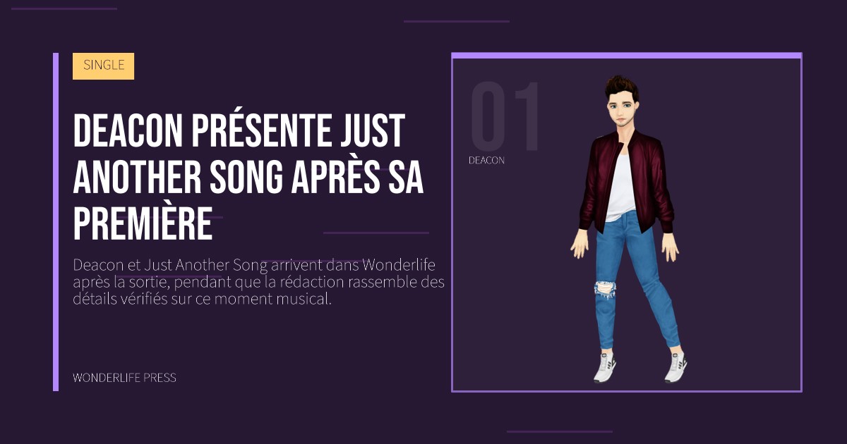 Wonderlife Press: Deacon présente Just Another Song après sa première. portrait des artistes. SINGLE.