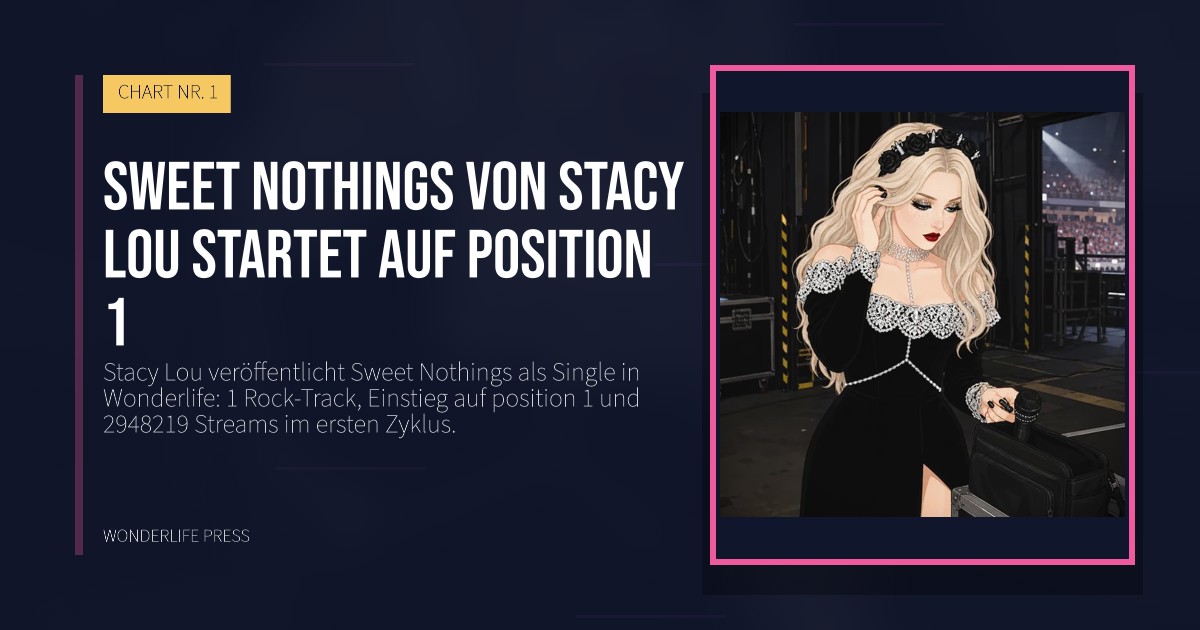 Wonderlife Press: Sweet Nothings von Stacy Lou startet auf position 1. Veröffentlichungscover. CHART NR. 1.
