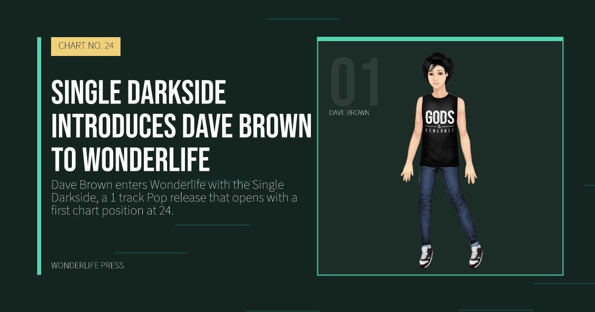 Wonderlife Press: Single Darkside introduces Dave Brown to Wonderlife. artist portrait. CHART NO. 24.