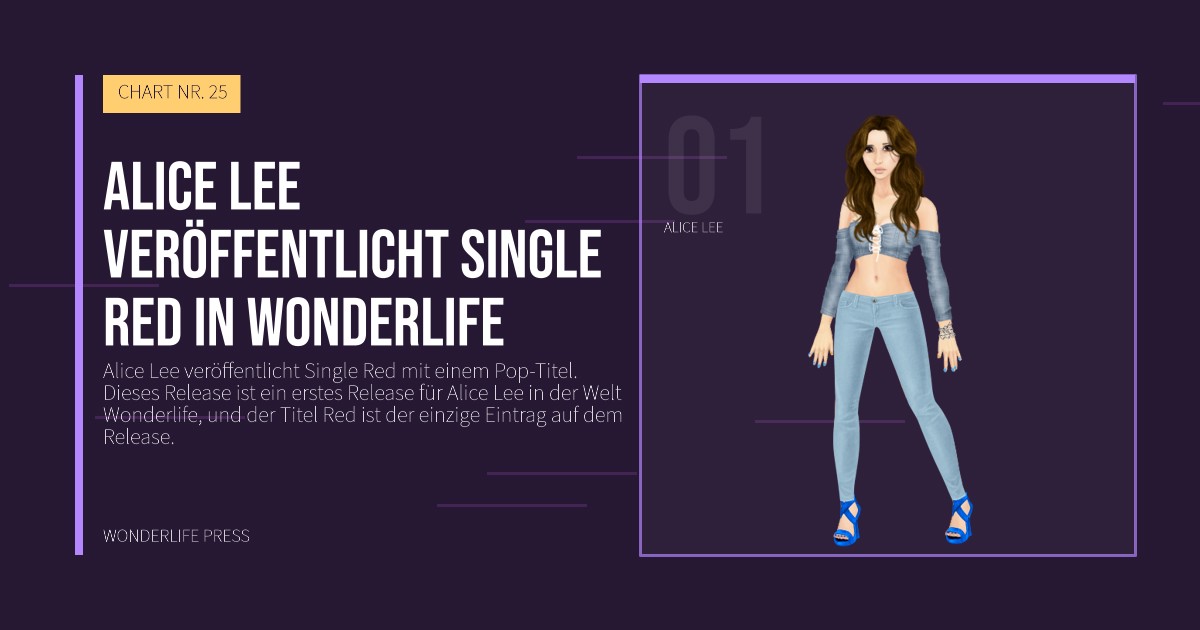 Wonderlife Press: Alice Lee veröffentlicht Single Red in Wonderlife. Künstlerporträt. CHART NR. 25.