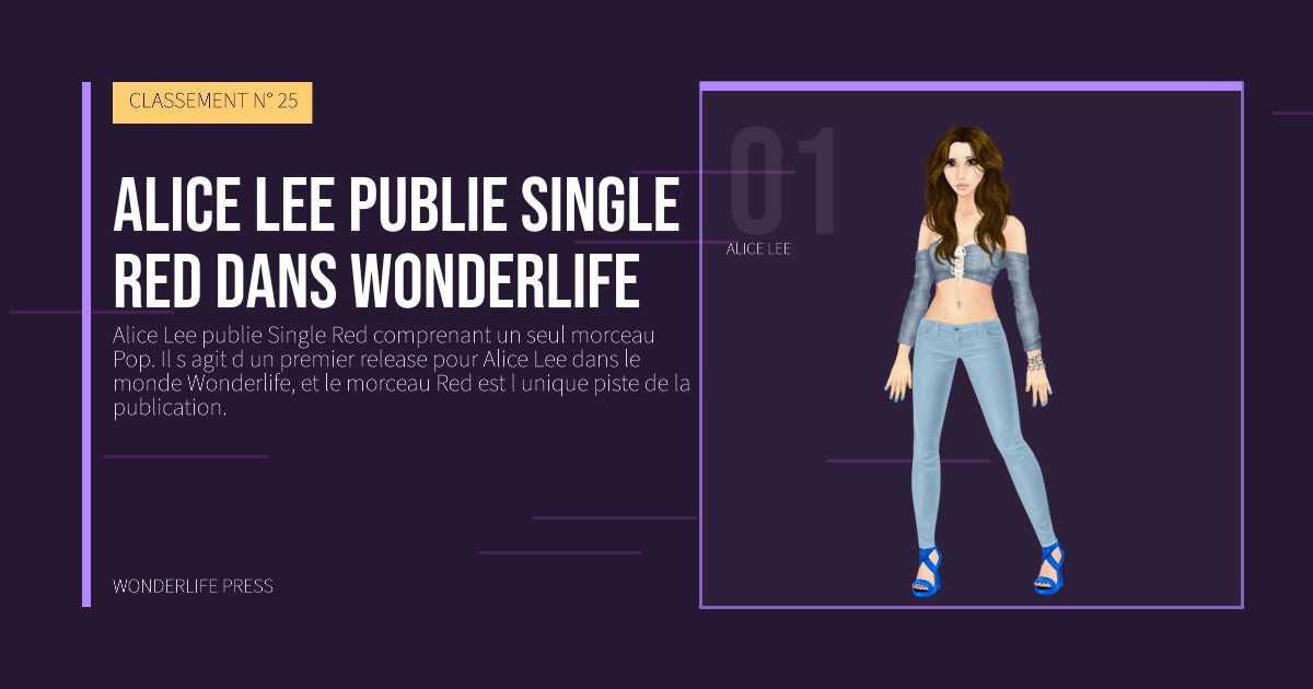 Wonderlife Press: Alice Lee publie Single Red dans Wonderlife. portrait des artistes. CLASSEMENT N° 25.