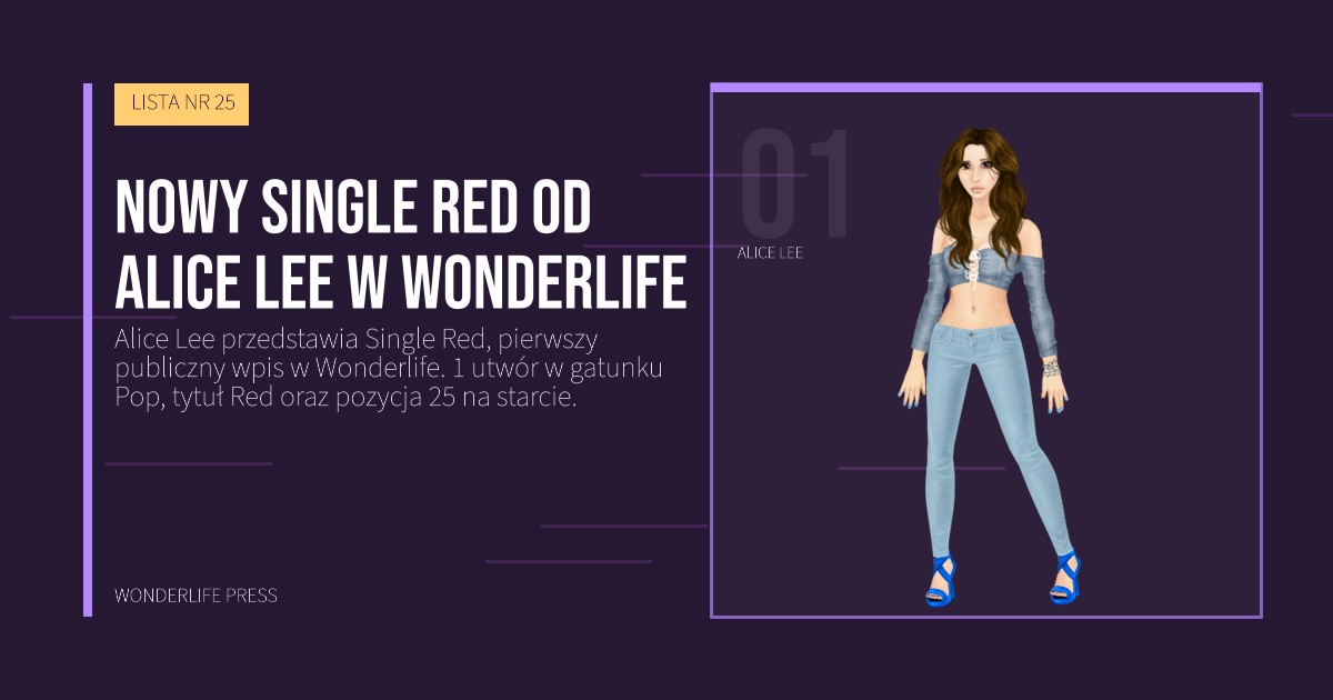 Wonderlife Press: Nowy single Red od Alice Lee w Wonderlife. portret artystów. LISTA NR 25.