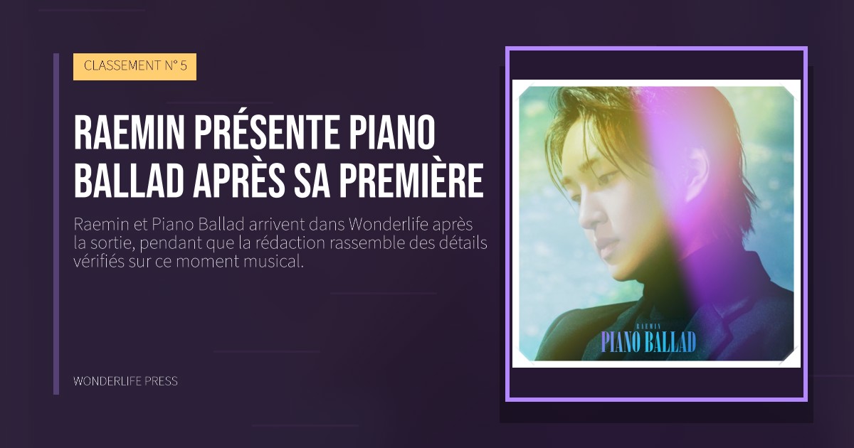 Wonderlife Press: Raemin présente Piano Ballad après sa première. pochette de la sortie. CLASSEMENT N° 5.