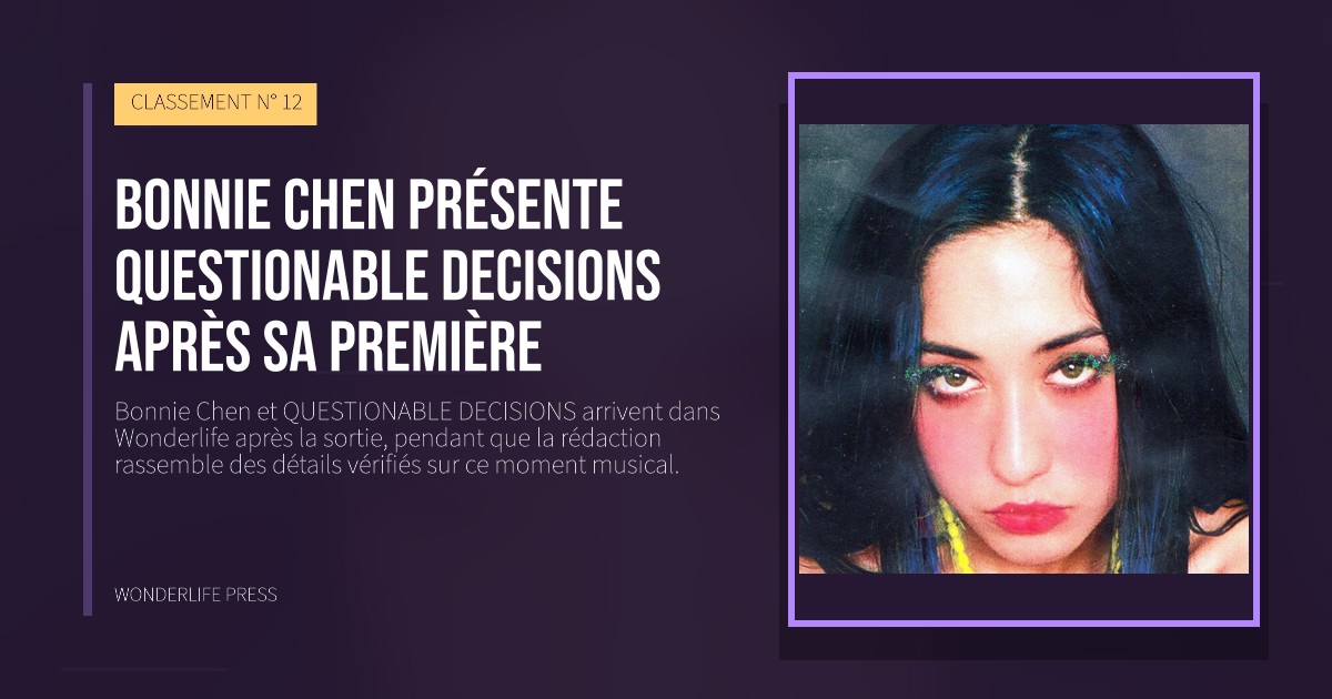 Wonderlife Press: Bonnie Chen présente QUESTIONABLE DECISIONS après sa première. pochette de la sortie. CLASSEMENT N° 12.