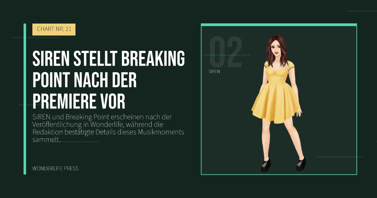 Wonderlife Press: SiREN stellt Breaking Point nach der Premiere vor. Künstlerporträt. CHART NR. 21.