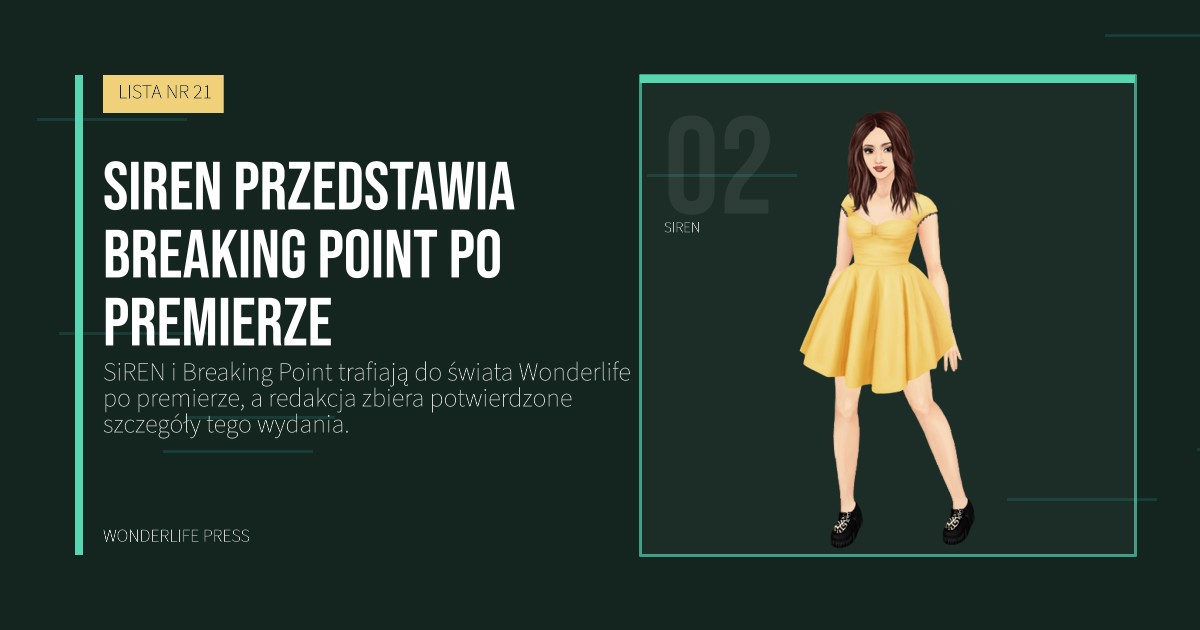 Wonderlife Press: SiREN przedstawia Breaking Point po premierze. portret artystów. LISTA NR 21.