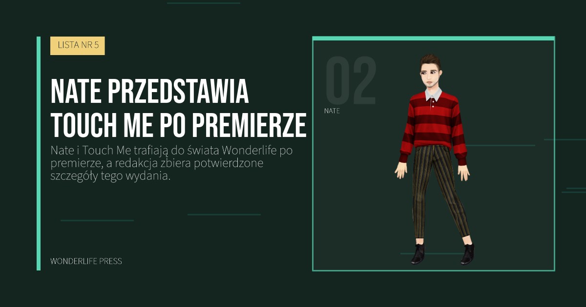Wonderlife Press: Nate przedstawia Touch Me po premierze. portret artystów. LISTA NR 5.