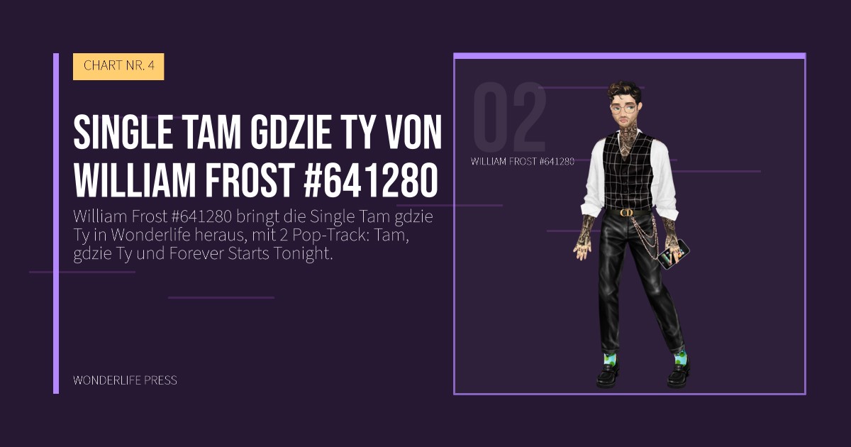 Wonderlife Press: Single Tam gdzie Ty von William Frost #641280. Künstlerporträt. CHART NR. 4.
