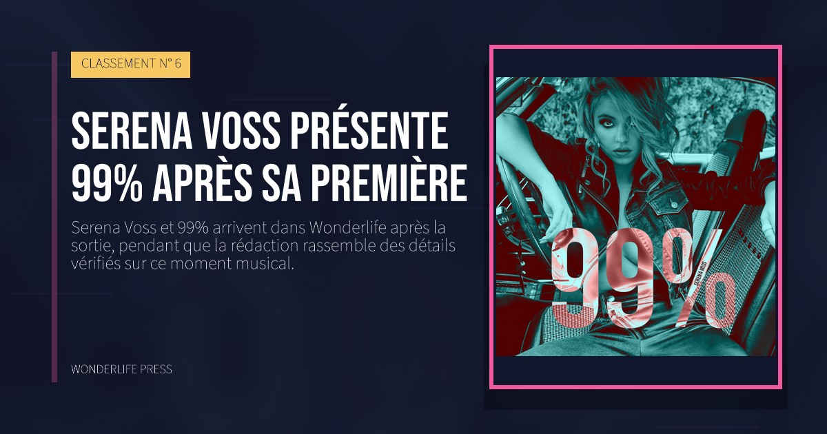 Wonderlife Press: Serena Voss présente 99% après sa première. pochette de la sortie. CLASSEMENT N° 6.