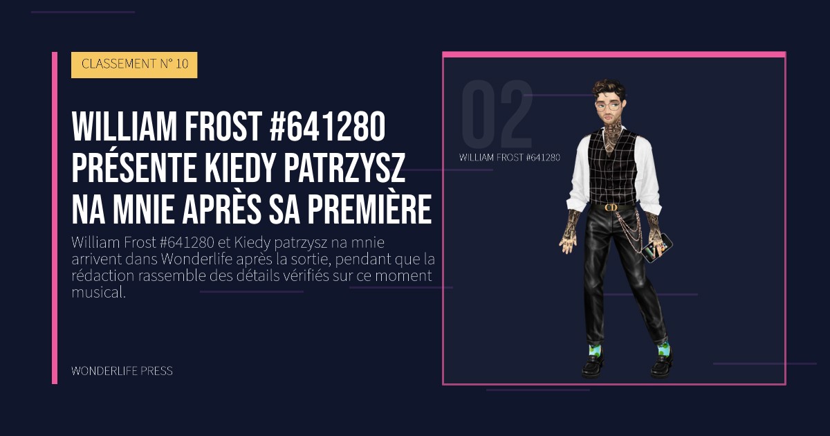 Wonderlife Press: William Frost #641280 présente Kiedy patrzysz na mnie après sa première. portrait des artistes. CLASSEMENT N° 10.