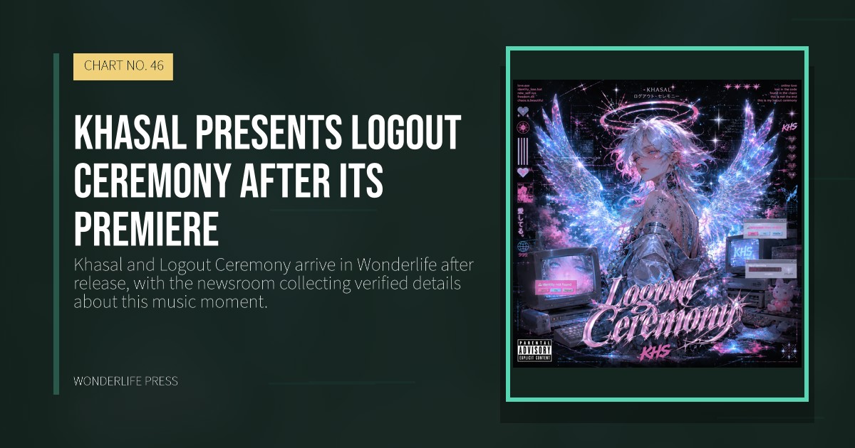 Wonderlife Press: Khasal presents Logout Ceremony after its premiere. release artwork. CHART NO. 46.