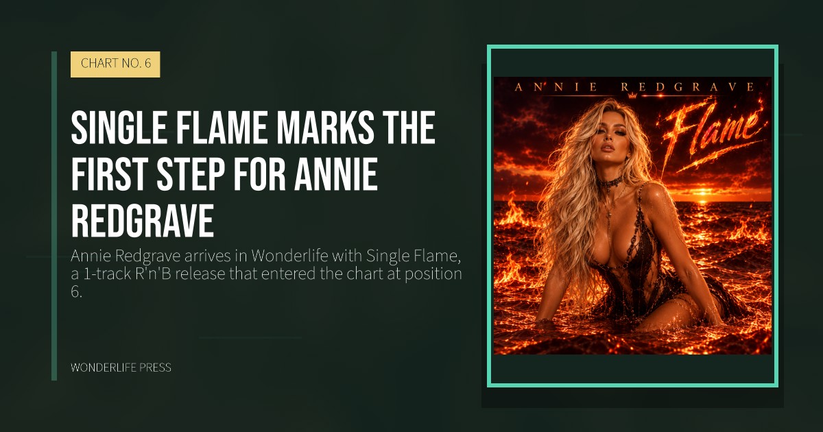 Wonderlife Press: Single Flame marks the first step for Annie Redgrave. release artwork. CHART NO. 6.