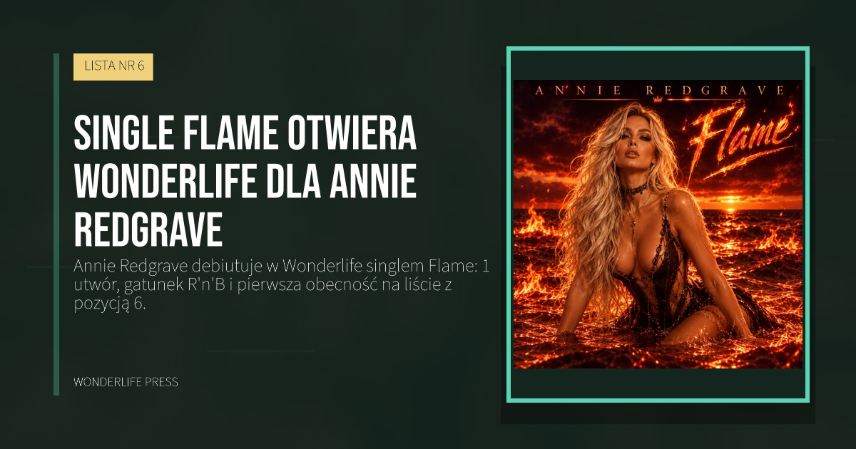 Wonderlife Press: Single Flame otwiera Wonderlife dla Annie Redgrave. okładka wydawnictwa. LISTA NR 6.