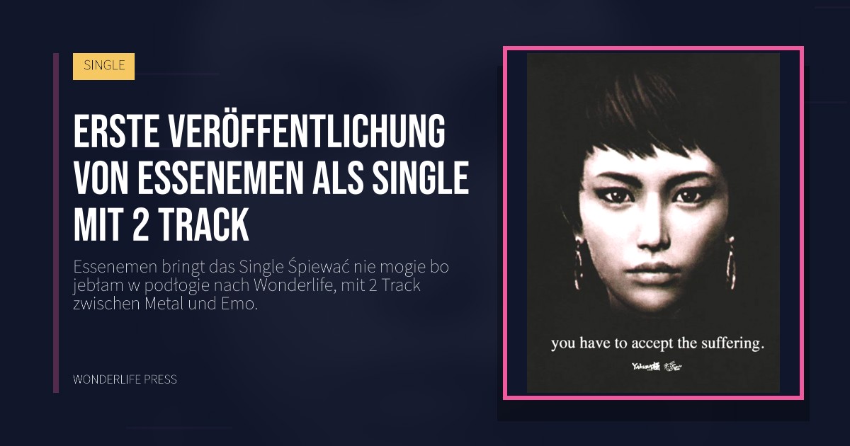 Wonderlife Press: Erste Veröffentlichung von Essenemen als Single mit 2 Track. Veröffentlichungscover. SINGLE.