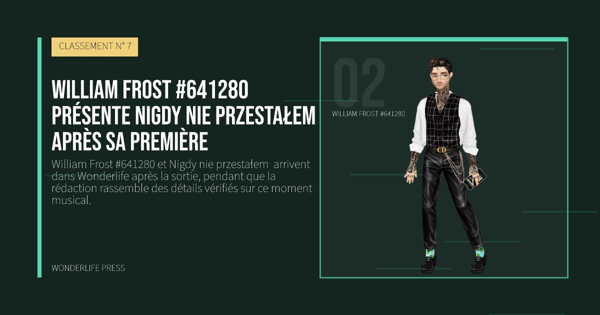Wonderlife Press: William Frost #641280 présente Nigdy nie przestałem après sa première. portrait des artistes. CLASSEMENT N° 7.