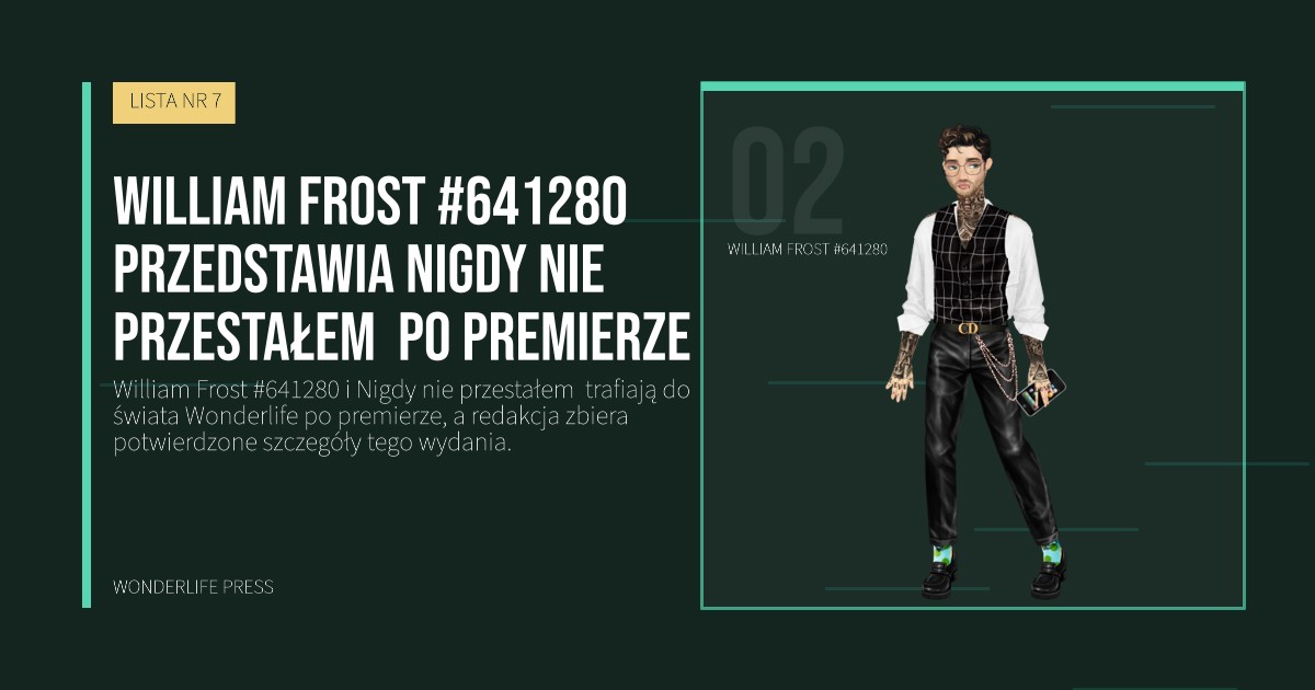 Wonderlife Press: William Frost #641280 przedstawia Nigdy nie przestałem  po premierze. portret artystów. LISTA NR 7.