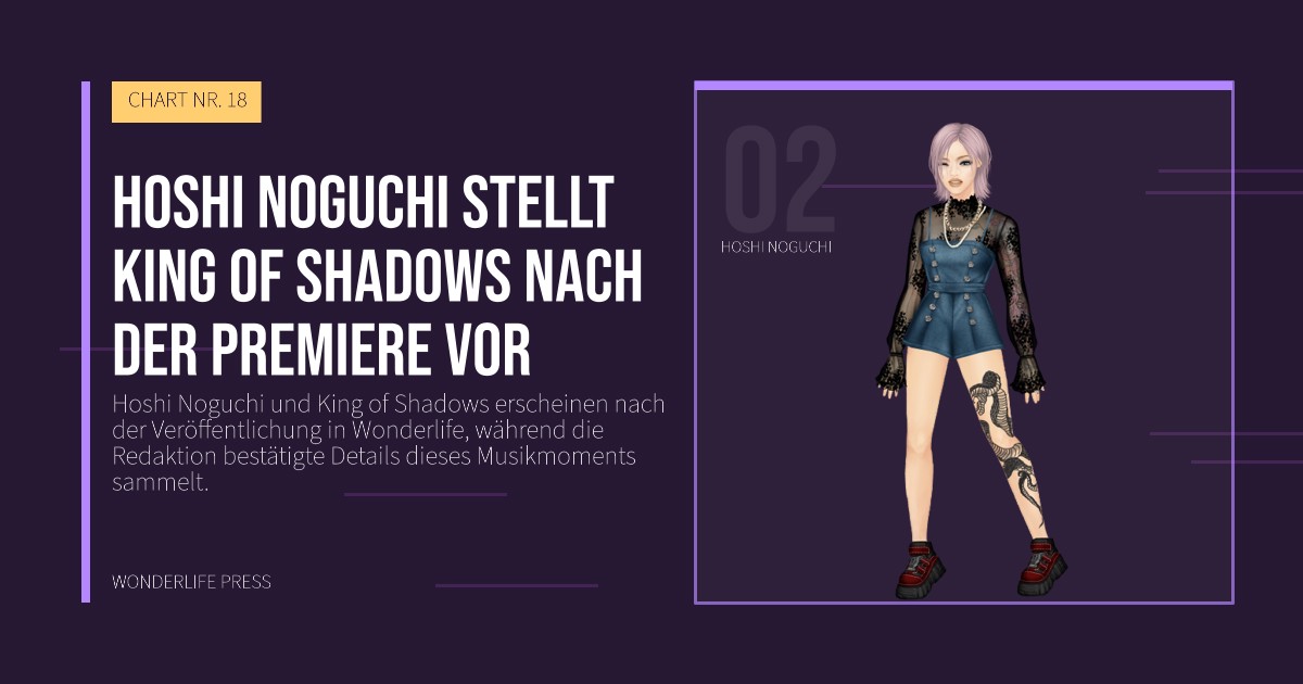 Wonderlife Press: Hoshi Noguchi stellt King of Shadows nach der Premiere vor. Künstlerporträt. CHART NR. 18.