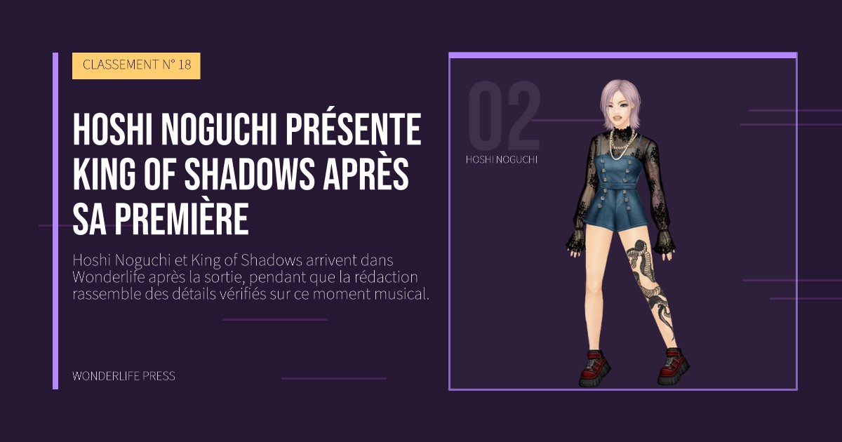 Wonderlife Press: Hoshi Noguchi présente King of Shadows après sa première. portrait des artistes. CLASSEMENT N° 18.