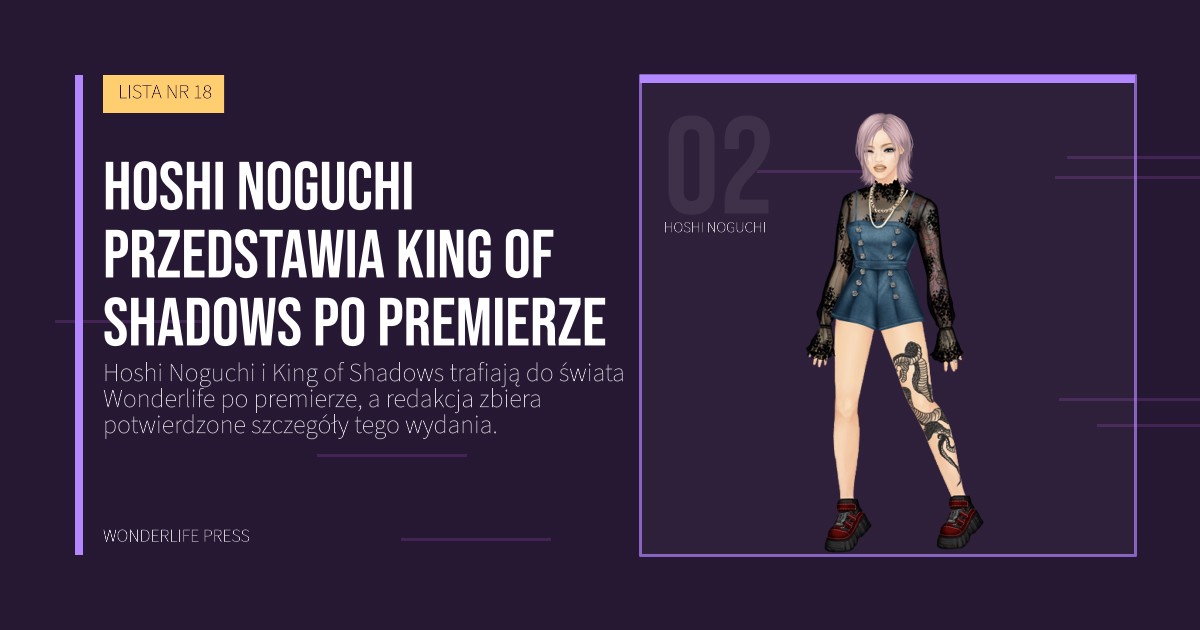 Wonderlife Press: Hoshi Noguchi przedstawia King of Shadows po premierze. portret artystów. LISTA NR 18.