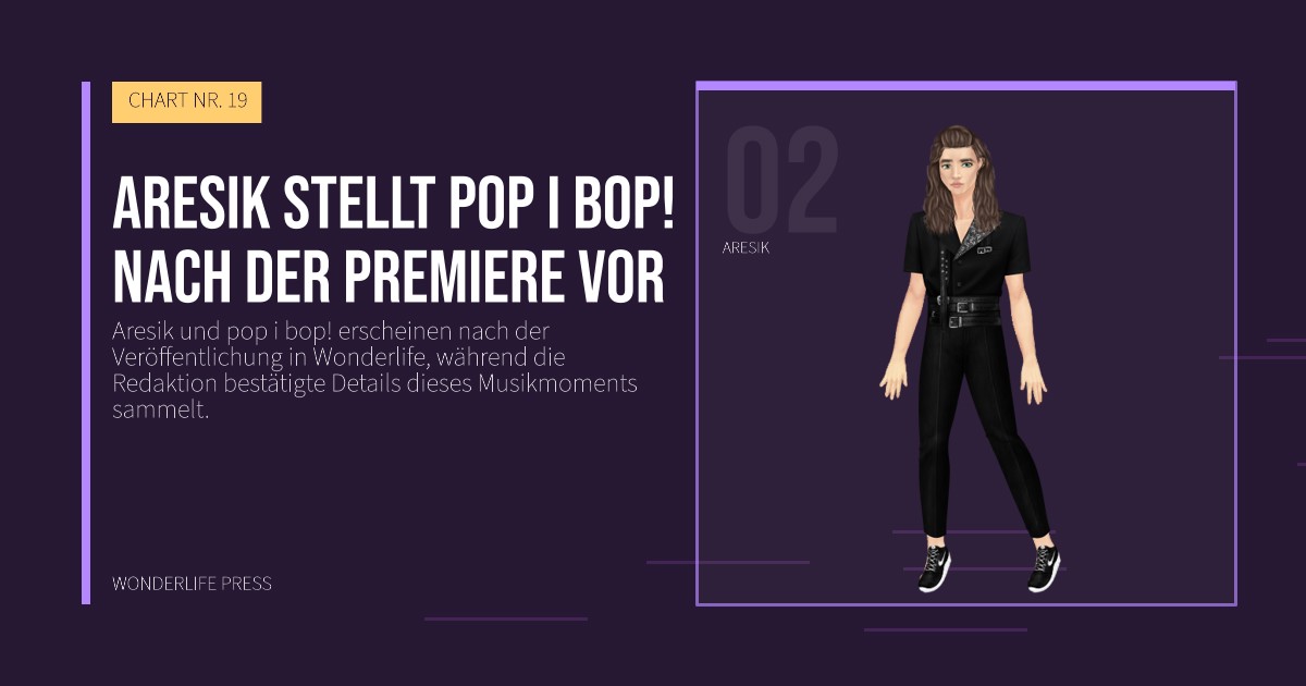 Wonderlife Press: Aresik stellt pop i bop! nach der Premiere vor. Künstlerporträt. CHART NR. 19.