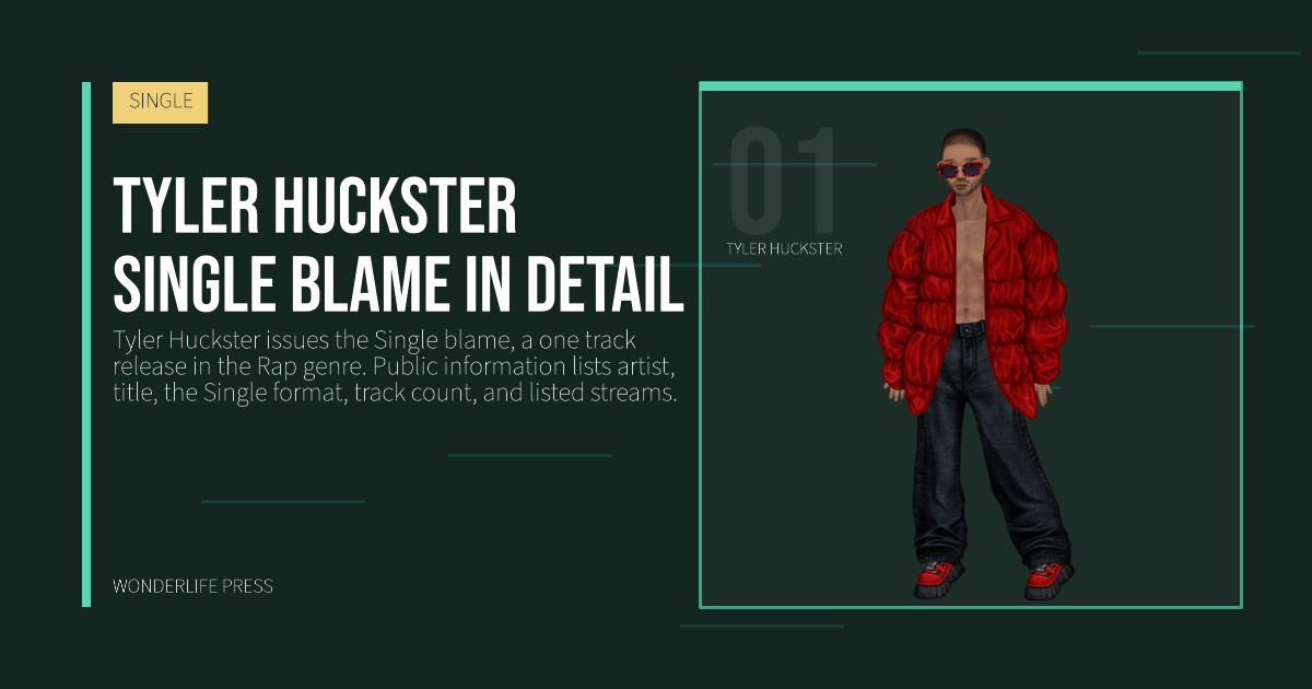 Wonderlife Press: Tyler Huckster single blame in detail. artist portrait. SINGLE.