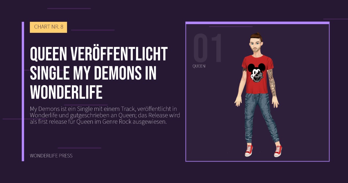 Wonderlife Press: Queen veröffentlicht Single My Demons in Wonderlife. Künstlerporträt. CHART NR. 8.
