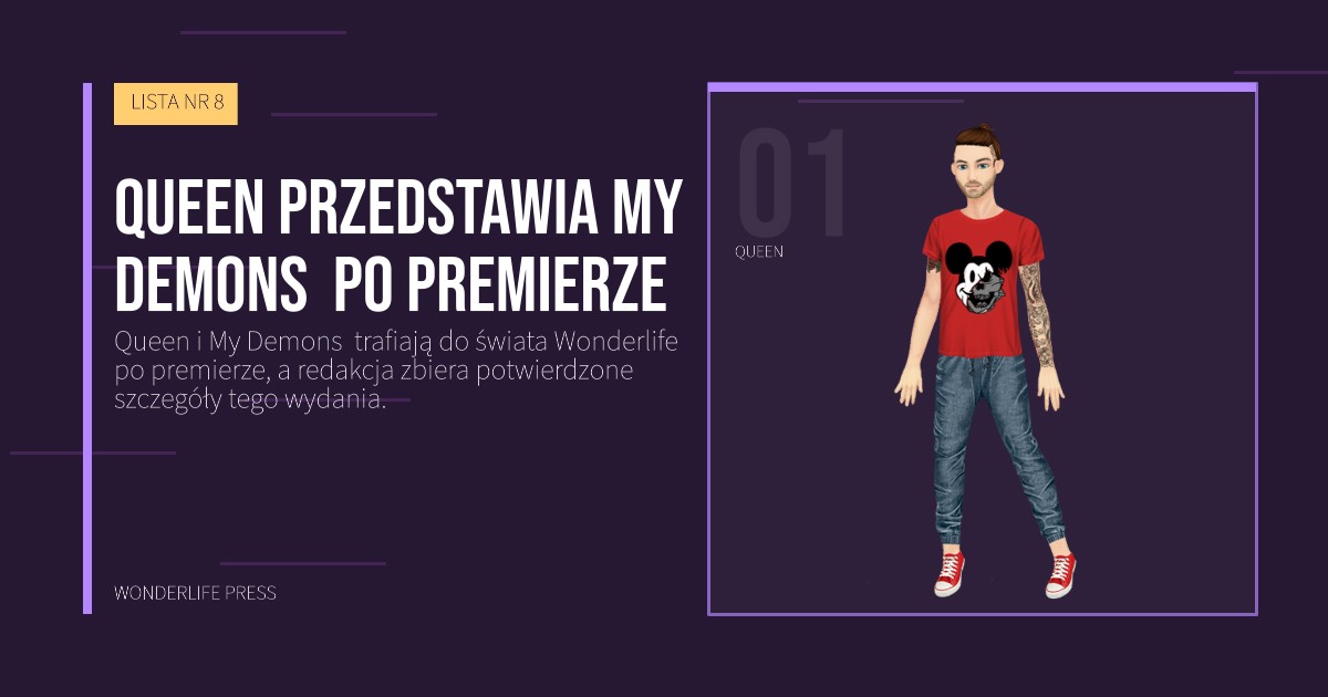 Wonderlife Press: Queen przedstawia My Demons  po premierze. portret artystów. LISTA NR 8.