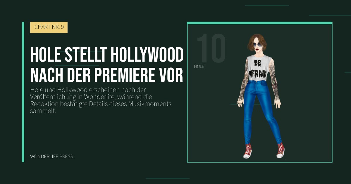 Wonderlife Press: Hole stellt Hollywood nach der Premiere vor. Künstlerporträt. CHART NR. 9.