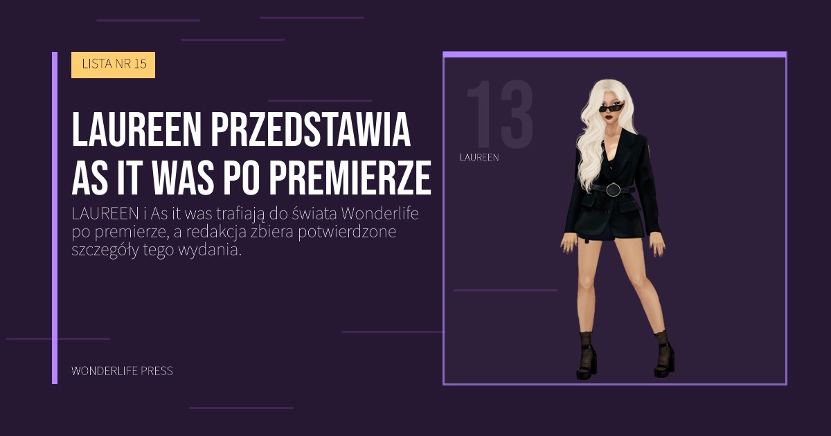 Wonderlife Press: LAUREEN przedstawia As it was po premierze. portret artystów. LISTA NR 15.