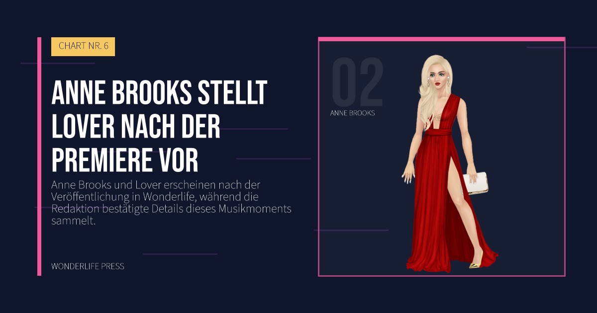 Wonderlife Press: Anne Brooks stellt Lover nach der Premiere vor. Künstlerporträt. CHART NR. 6.