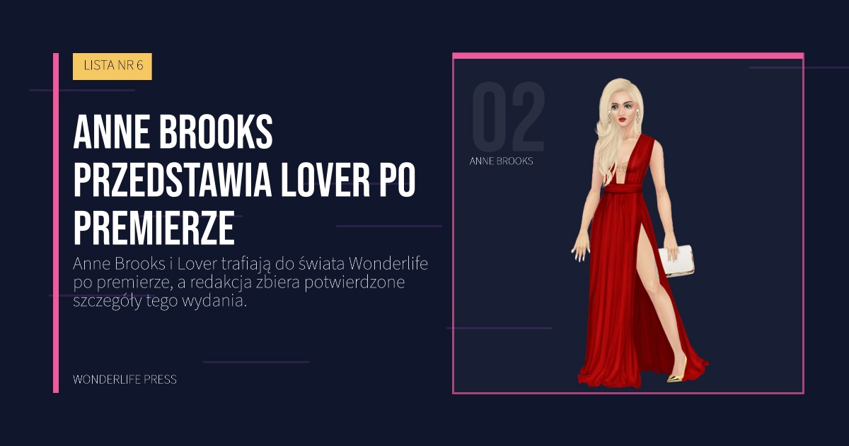 Wonderlife Press: Anne Brooks przedstawia Lover po premierze. portret artystów. LISTA NR 6.