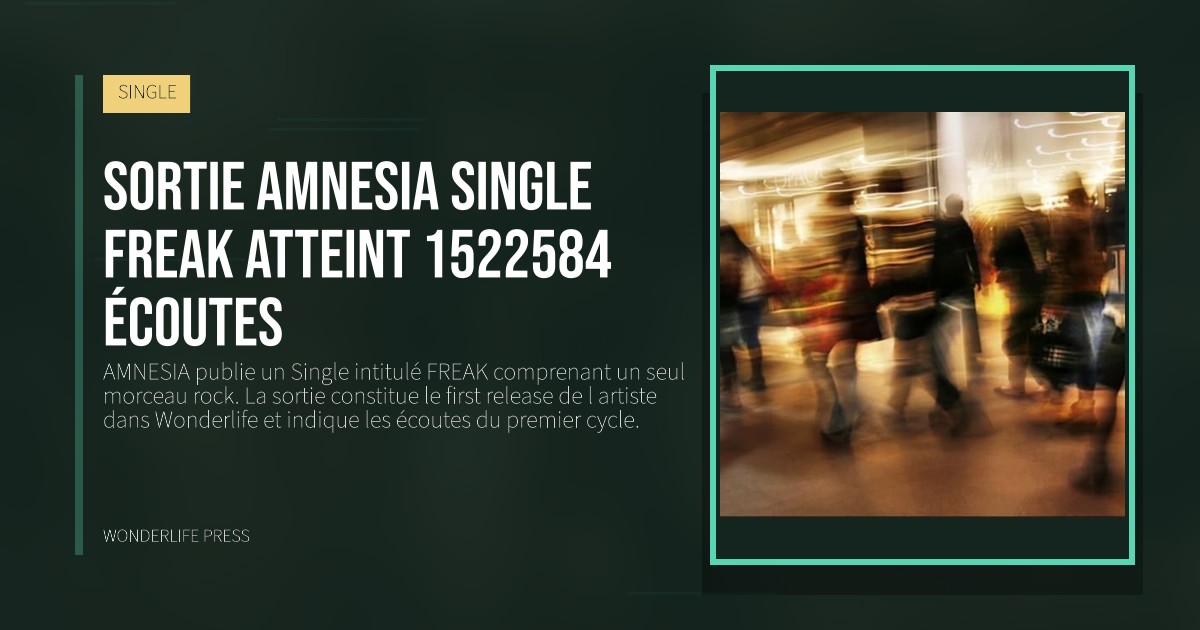 Wonderlife Press: Sortie AMNESIA Single FREAK atteint 1522584 écoutes. pochette de la sortie. SINGLE.