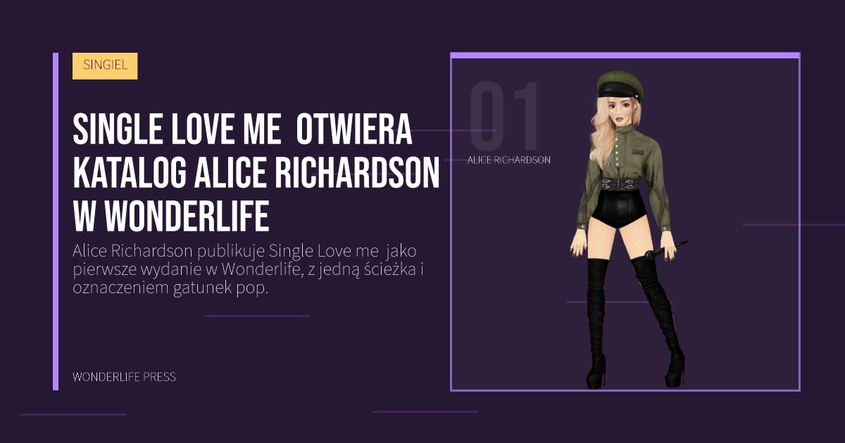 Wonderlife Press: Single Love me otwiera katalog Alice Richardson w Wonderlife. portret artystów. SINGIEL.