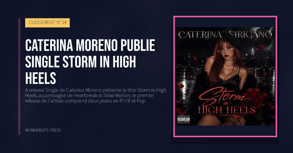 Wonderlife Press: Caterina Moreno publie single Storm in High Heels. pochette de la sortie. CLASSEMENT N° 24.
