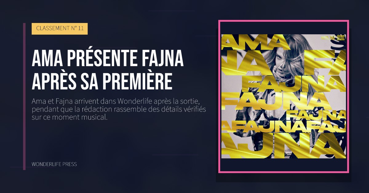 Wonderlife Press: Ama présente Fajna après sa première. pochette de la sortie. CLASSEMENT N° 11.