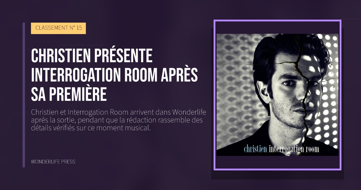 Wonderlife Press: Christien présente Interrogation Room après sa première. pochette de la sortie. CLASSEMENT N° 15.