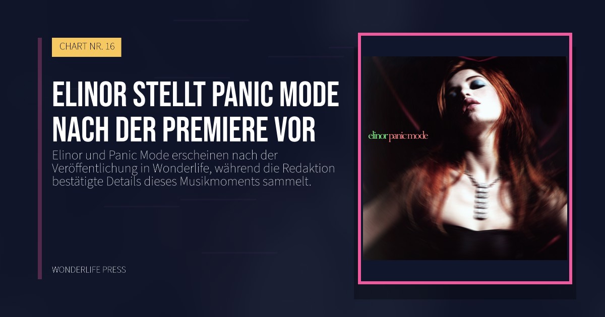 Wonderlife Press: Elinor stellt Panic Mode nach der Premiere vor. Veröffentlichungscover. CHART NR. 16.