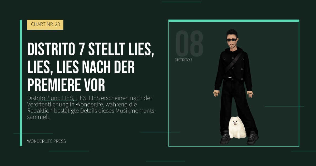 Wonderlife Press: Distrito 7 stellt LIES, LIES, LIES nach der Premiere vor. Künstlerporträt. CHART NR. 23.